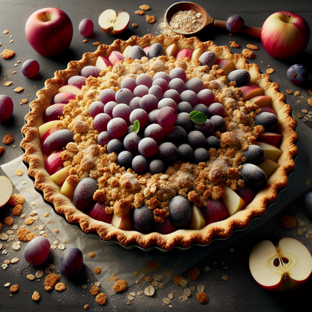 Apple and Concord Grape Crumble Pie