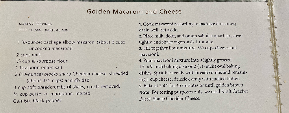 Golden Macaroni and Cheese